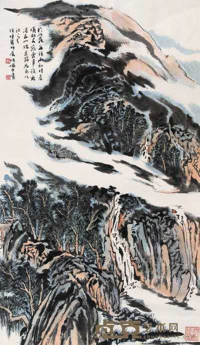 陆俨少 雁荡流泉 镜心 82×46cm